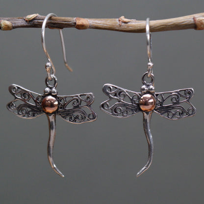 Pendientes Plata y Oro Libélulas