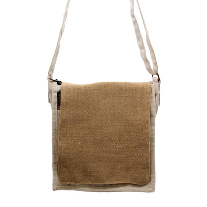 Bolso mensajero de lona de algodón - yute natural y suave