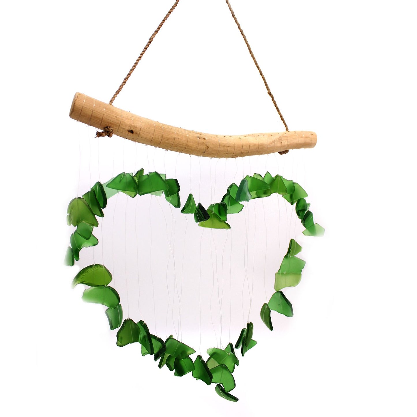 Carillon éolien en verre recyclé - Vert et blanc