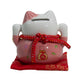 Tirelire en céramique en forme de chat porte-bonheur - rose sur coussin
