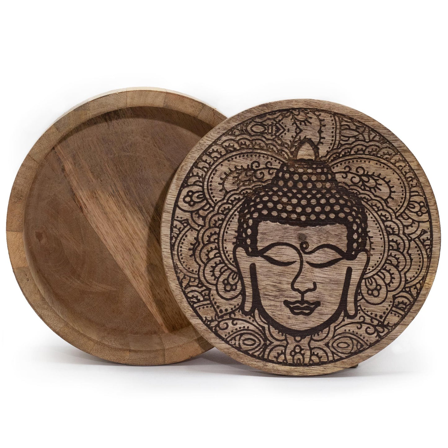 Große runde Box 17,5 x 7,5 cm – Schwarzes Buddha-Gesicht
