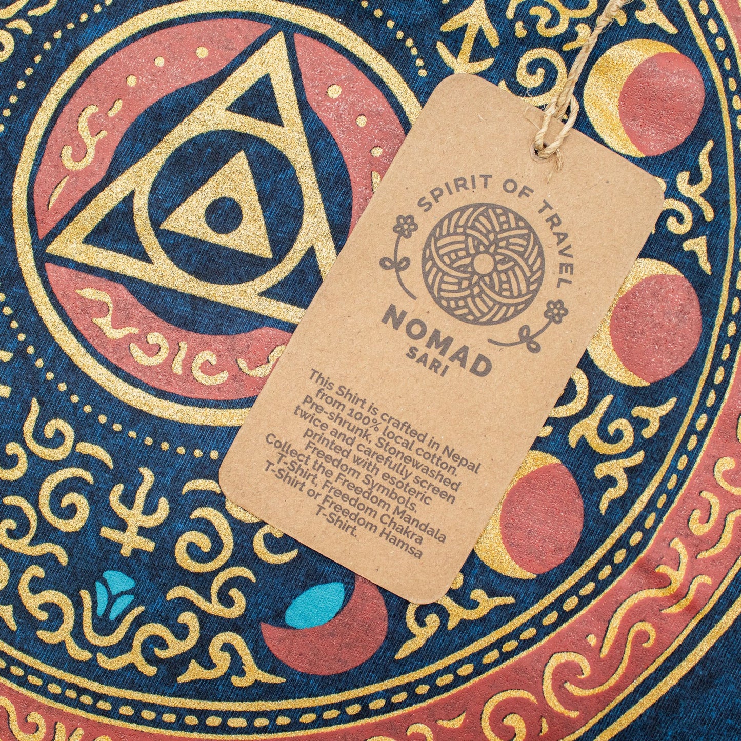 Nomad Sari Camiseta de algodón lavado a la piedra - Mantente Salvaje, Hijo de la Luna - Azul - XL