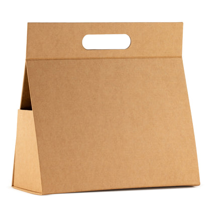 Caja de regalo plegable - Caja de mano grande (28x12.5x26cm) - Marrón artesanal