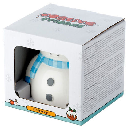 Quemador de aceite cerámico navideño con forma de muñeco de nieve