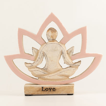 Yoga Mujer de Madera - Flor de Loto - Rosa empolvado - Amor