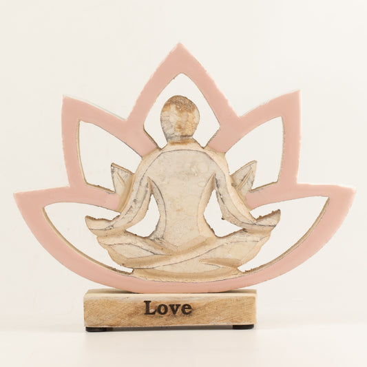 Yoga Mujer de Madera - Flor de Loto - Rosa empolvado - Amor