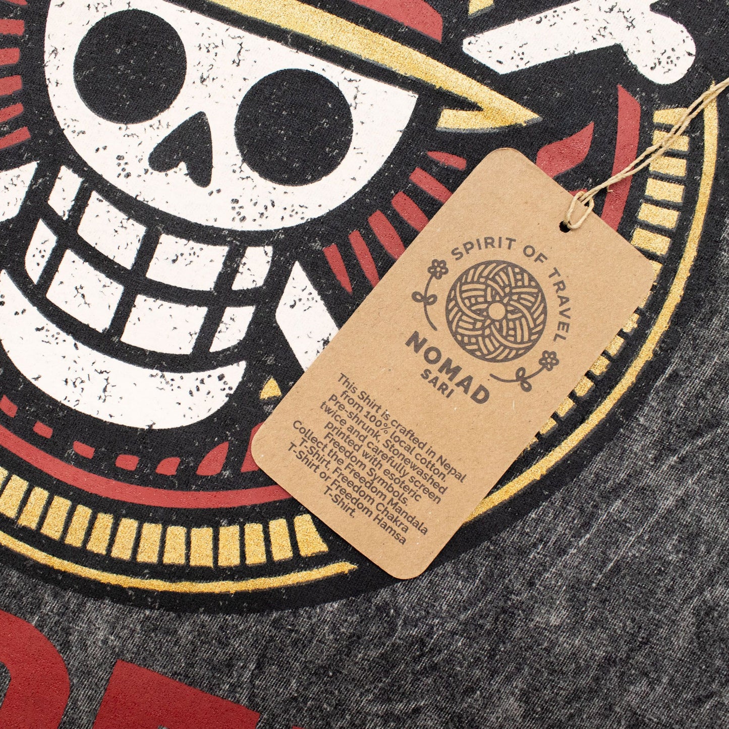Nomad Sari Camiseta de algodón lavado a piedra - Rebel - Carbón - Grande
