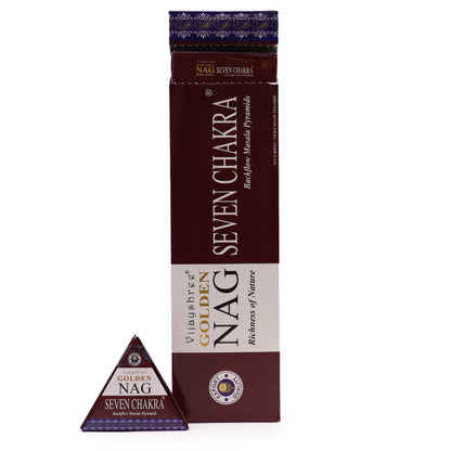 Cônes d'encens Jumbo Gold Nag - Reflux des Sept Chakras 42 g