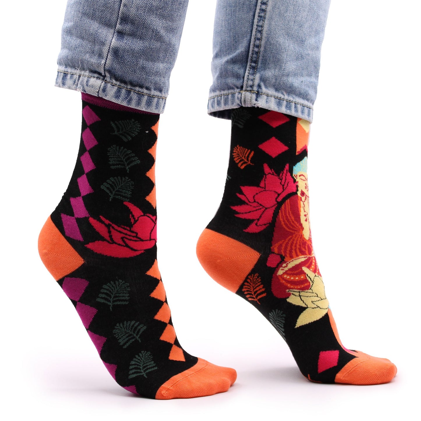 Calcetines de bambú Hop Hare (S/M) - Buda rosa y loto
