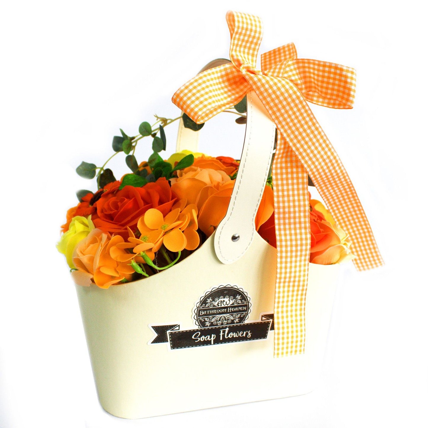 Korb mit Blumenstrauß Seife - orange