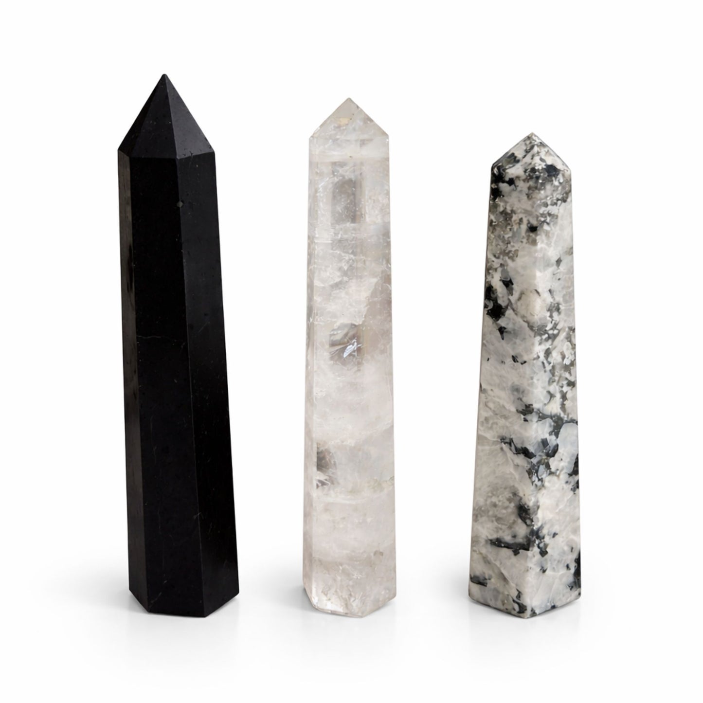 puntas de obelisco de seis caras de piedra preciosa, aprox. 17 cm - cristal de roca