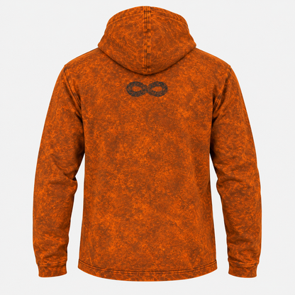 Camisa con capucha grande lavada a la piedra con bolsillo canguro - Naranja quemado