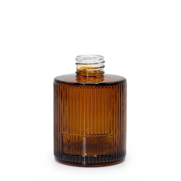 Flacon diffuseur rond nervuré de 150 ml - Ambre