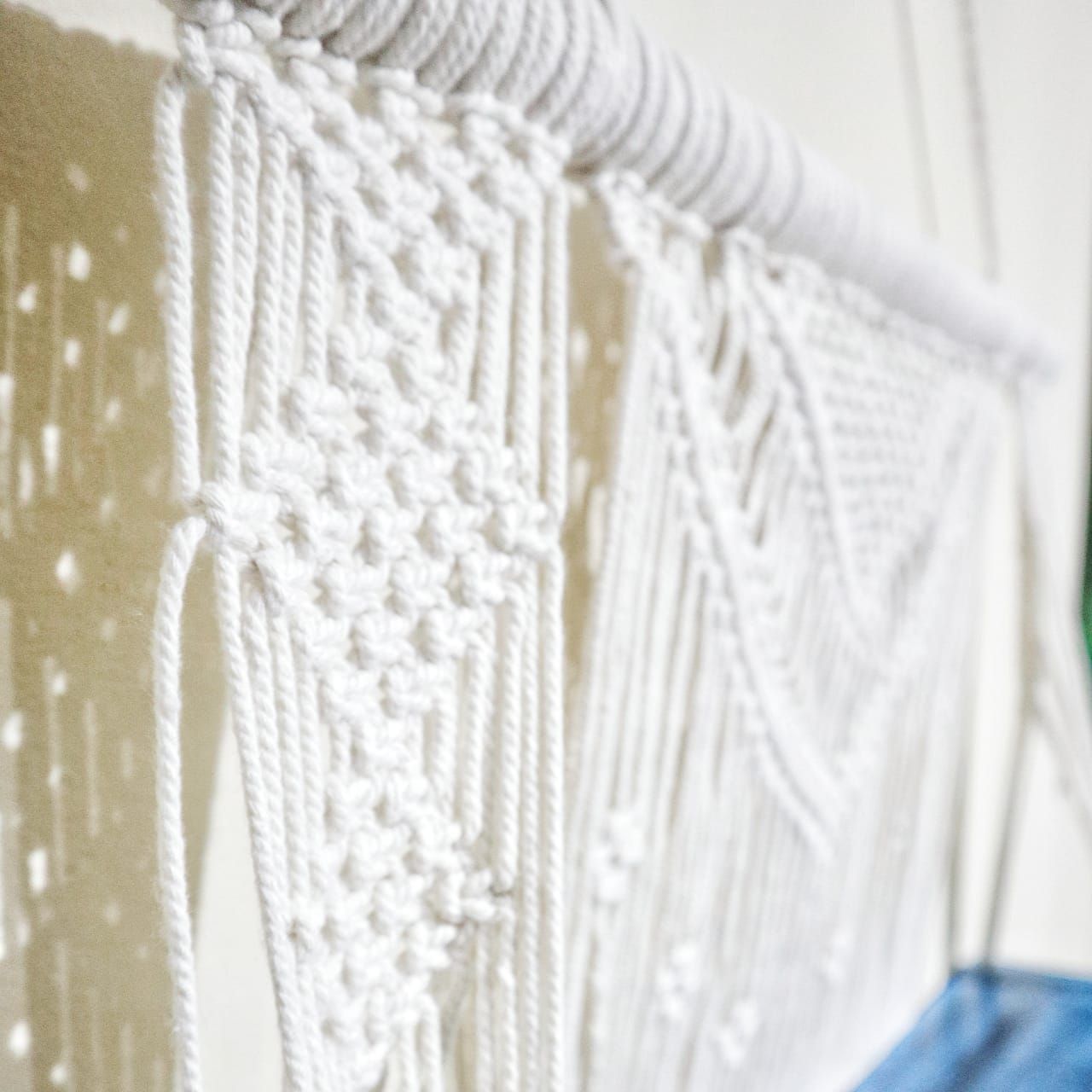 Étagères suspendues en macramé naturel - Bleu