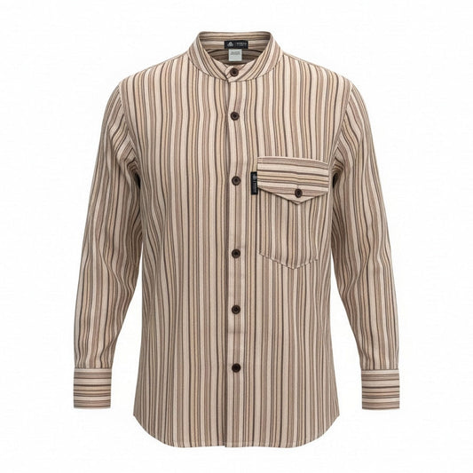 Nomad Sari Grandad Shirt - Beige Braun - Groß