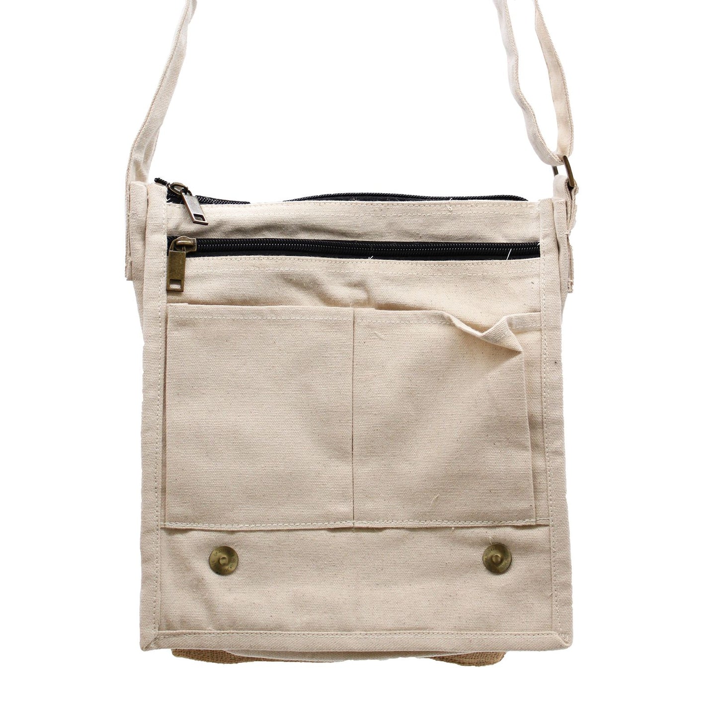 Bolso mensajero de lona de algodón - yute natural y suave