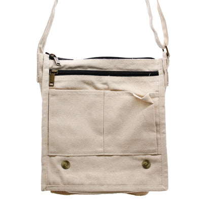 Bolso mensajero de lona de algodón - yute natural y suave