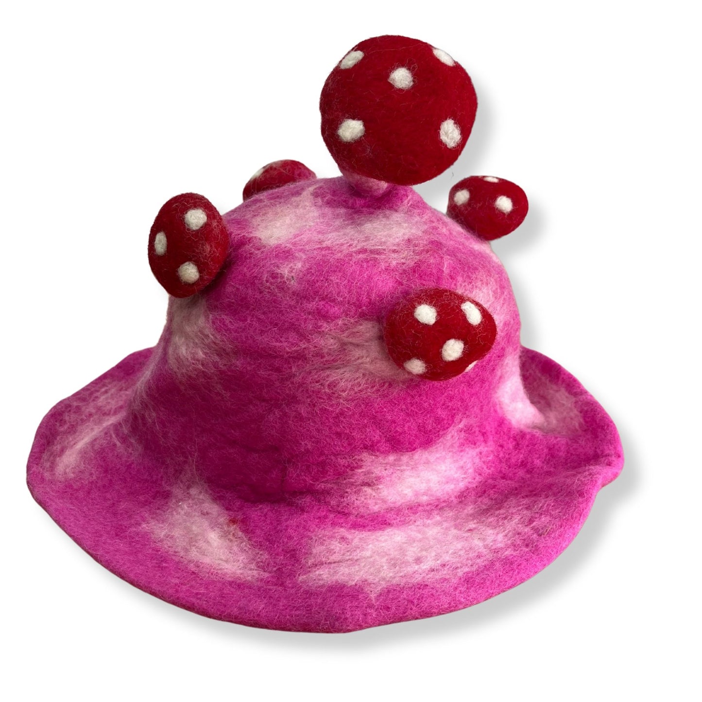 Bowlerhut aus Filz - Shocking Pink