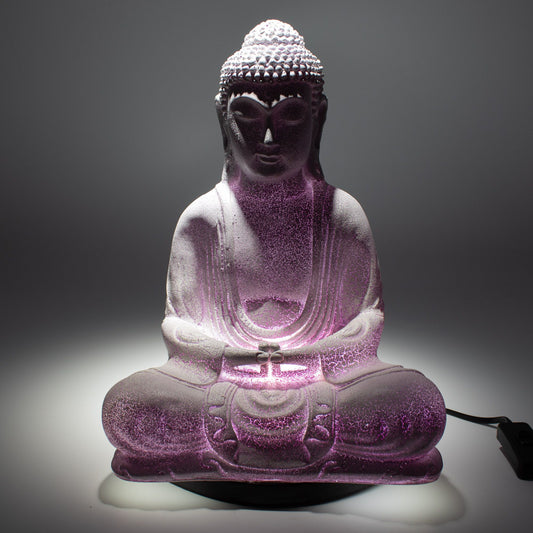 Meditación Buda Lámpara Lavanda Crackle - Soporte Oval
