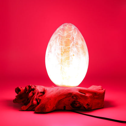 Tischleuchte mit Lampenschirm in Eierform mit Crackle-Effekt – Orange