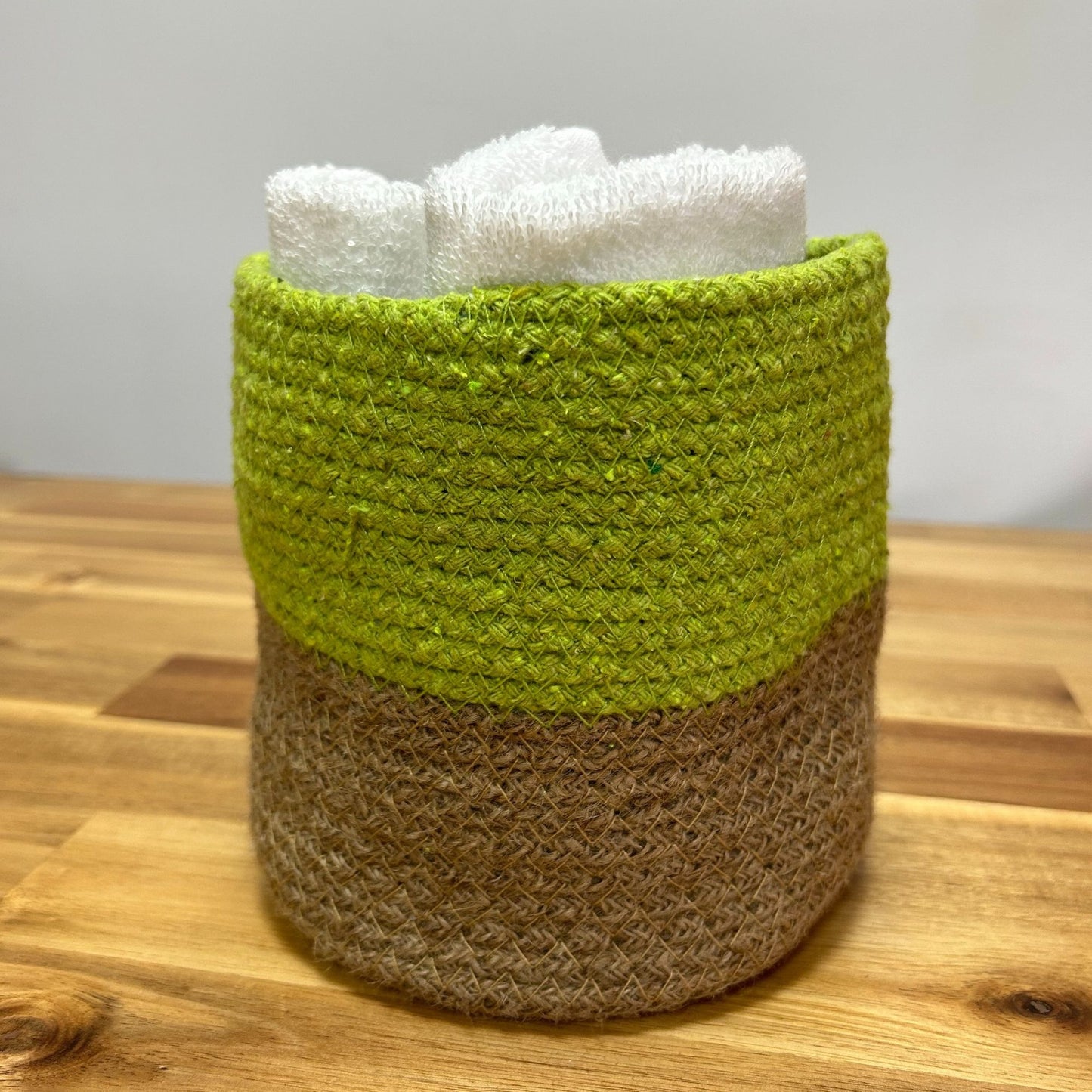 Conjunto de 3 cestas de almacenamiento de cuerda de algodón - Pistacho