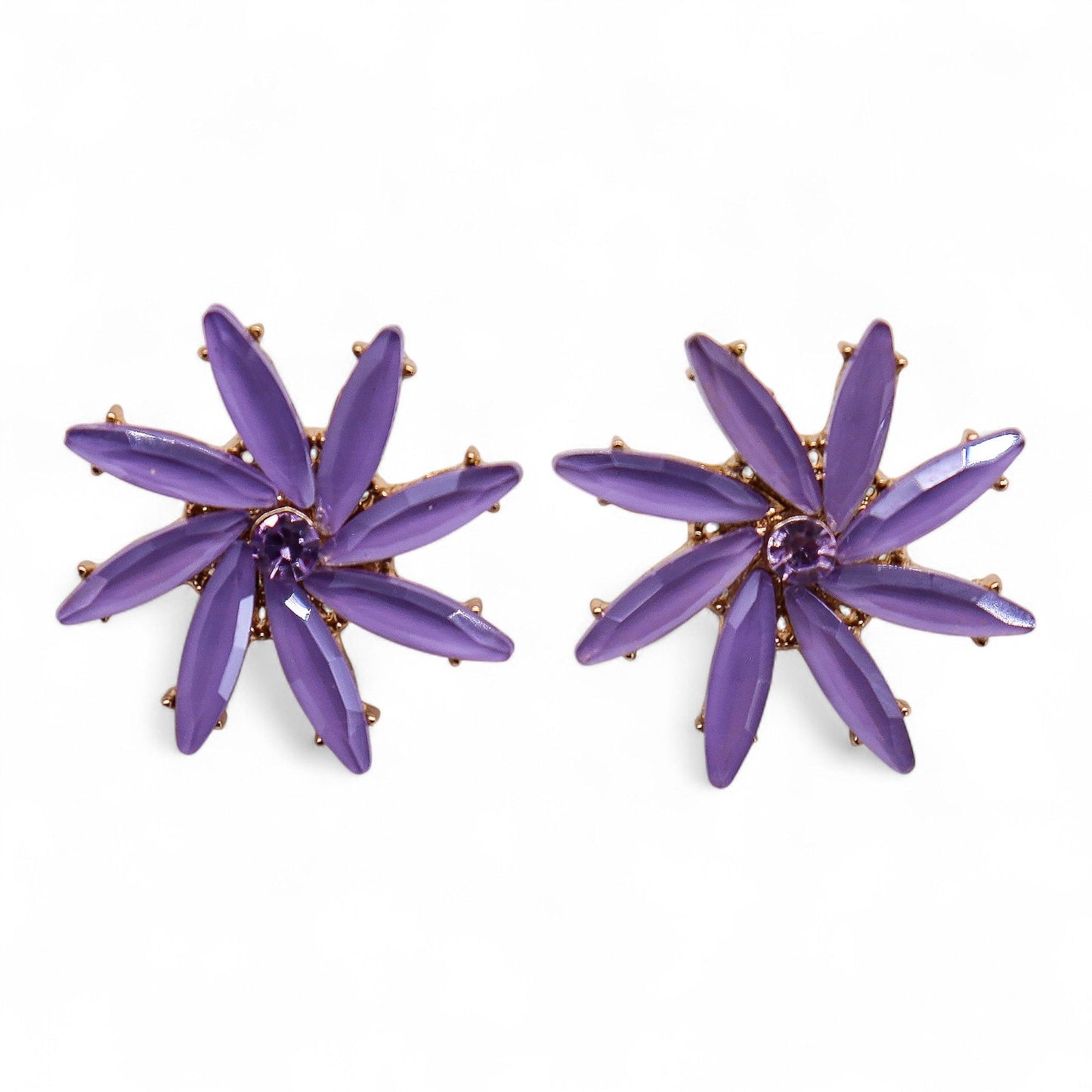 Lavande - Verre vintage - Fleurs - Boucles d'oreilles