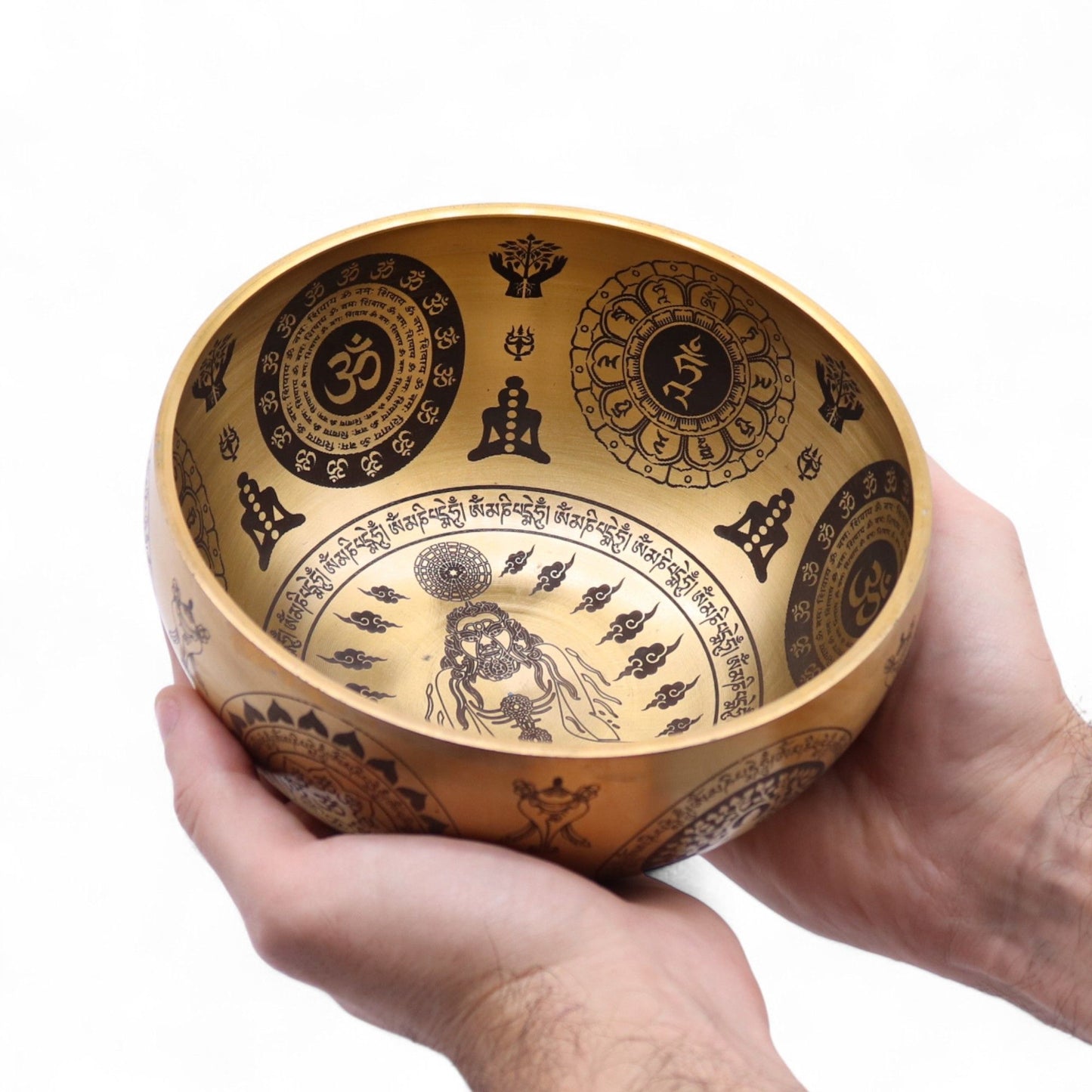 Bol Yogi gravé en laiton pur - Lot de 4 - Environ 3,85 kg