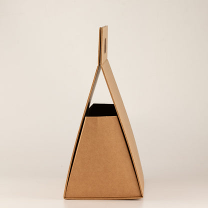 Caja de regalo plegable - Caja de mano grande (28x12.5x26cm) - Marrón artesanal