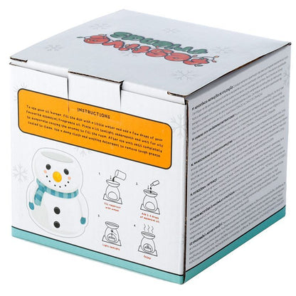 Quemador de aceite cerámico navideño con forma de muñeco de nieve