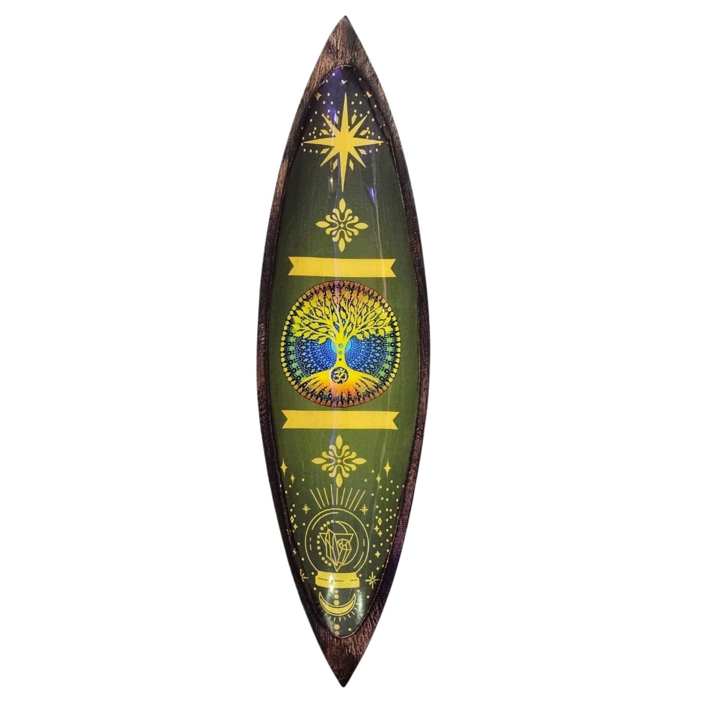 Emaillierter Räucherstäbchenhalter - Mangoholz - Baum des Lebens