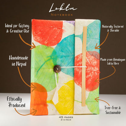 Grand carnet Lokta - Feuilles colorées (21 x 15 cm) - 45 feuilles