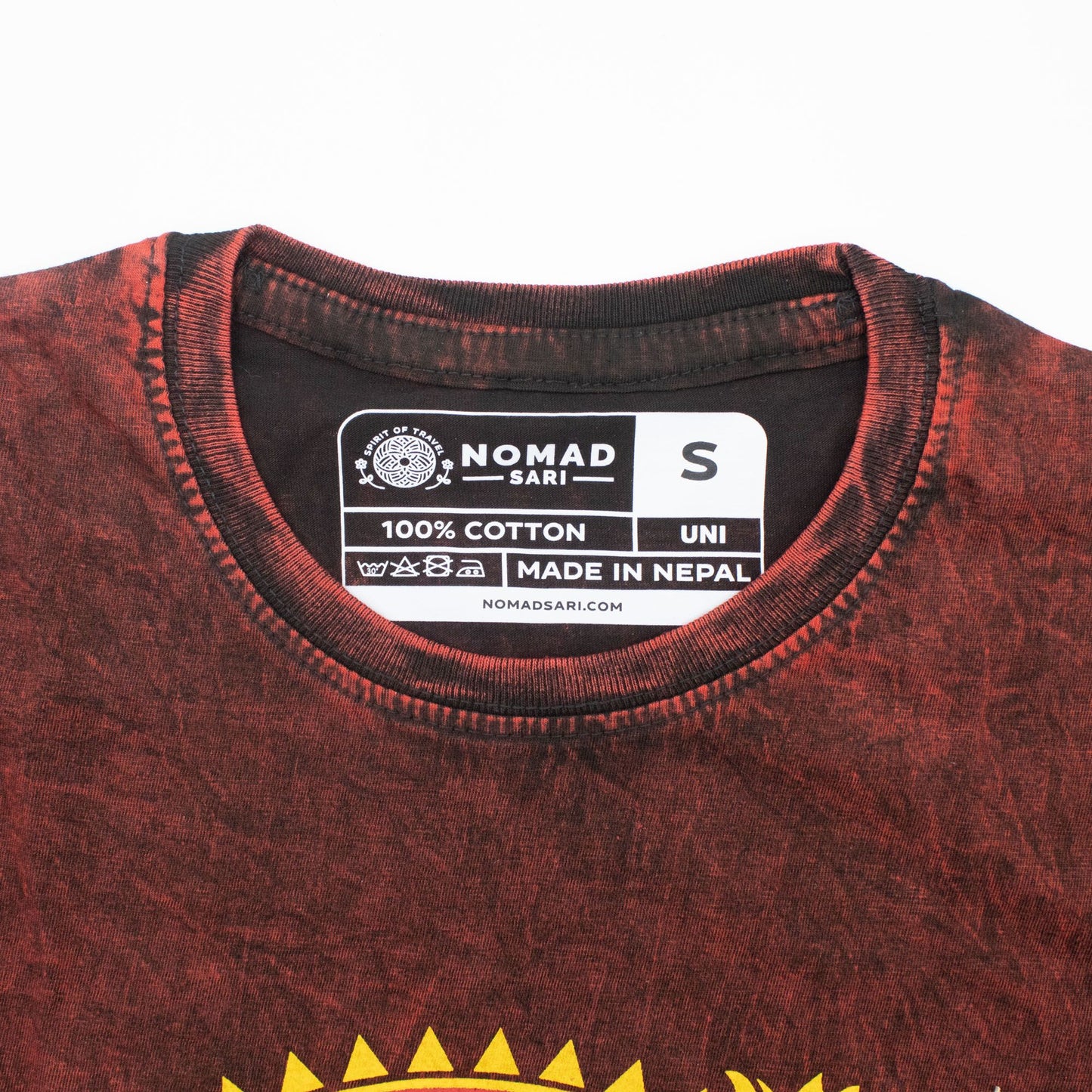 Nomad Sari Camiseta de algodón lavado a la piedra - Mandala de dragón - granate - pequeña