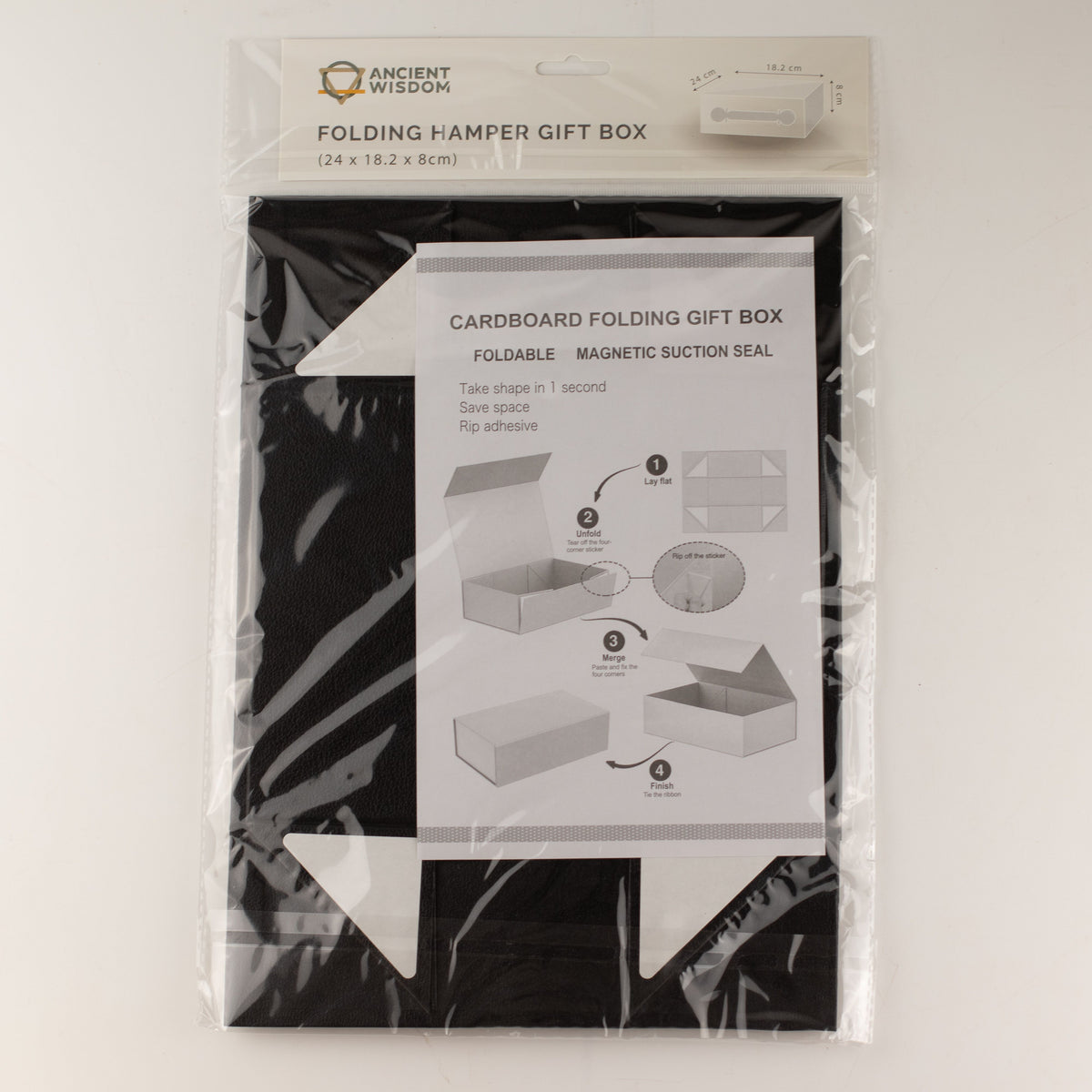 Caja de regalo plegable - cesta mediana  (24x18.2x8cm) - Negro