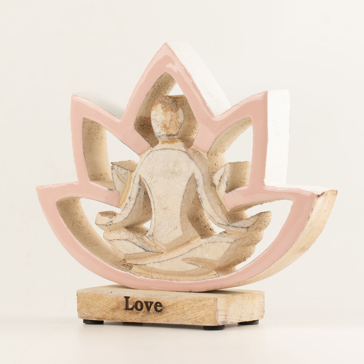 Yoga Mujer de Madera - Flor de Loto - Rosa empolvado - Amor