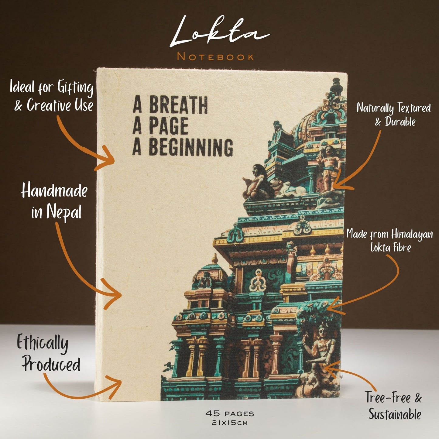 Grand carnet Lokta - A Breath - Comprend un marque-page