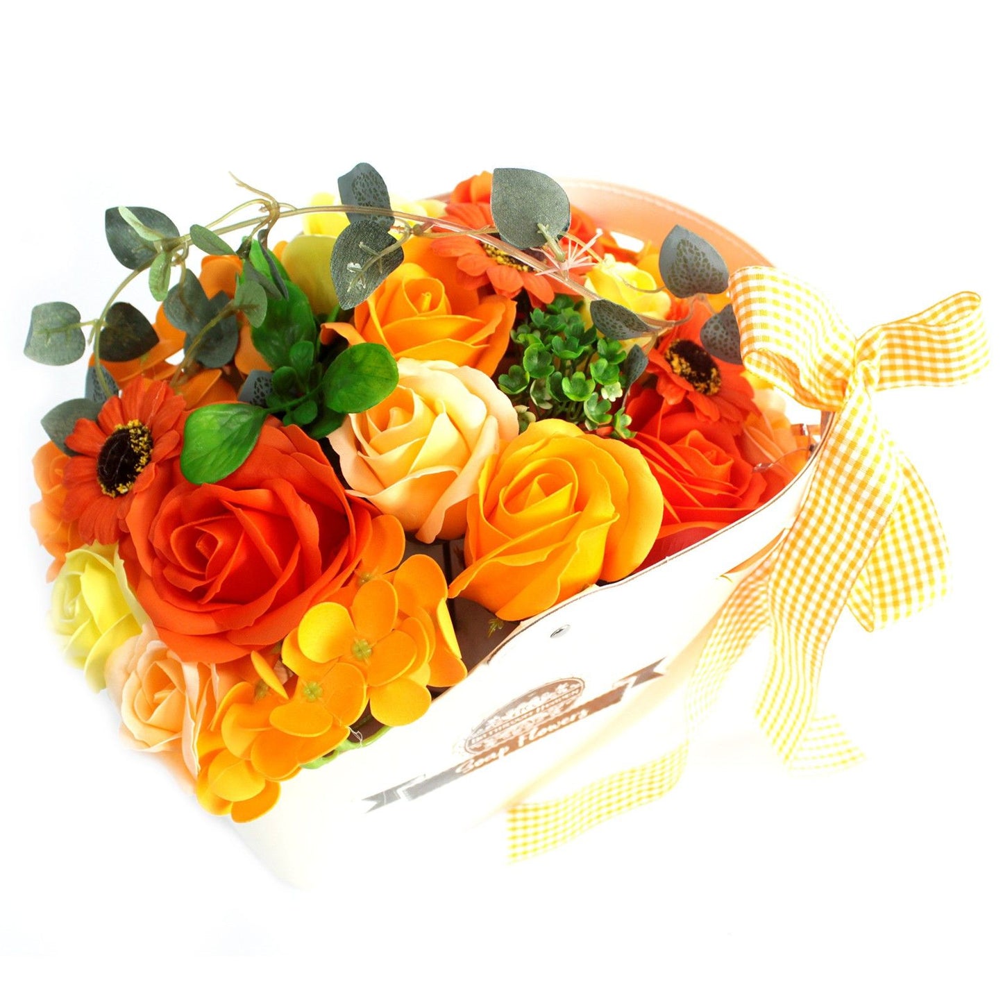Korb mit Blumenstrauß Seife - orange