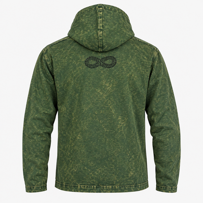 Camisa con capucha pequeña lavada a la piedra con bolsillo canguro - Verde azulado vintage