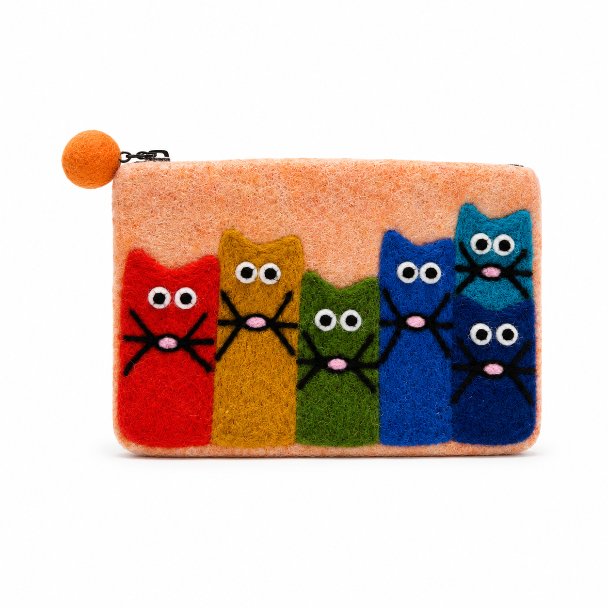 Grupo de Gatos Curiosos Monedero de fieltro - (3 colores surtidos)