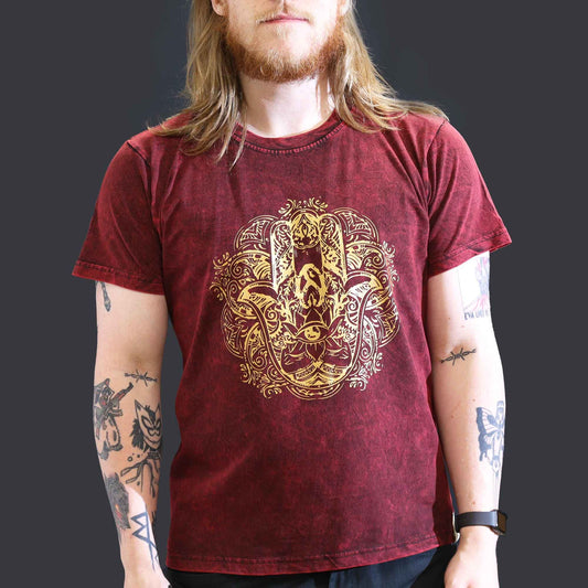 Nomad Sari T-Shirt Groß – Hamsa – Kastanienbraun