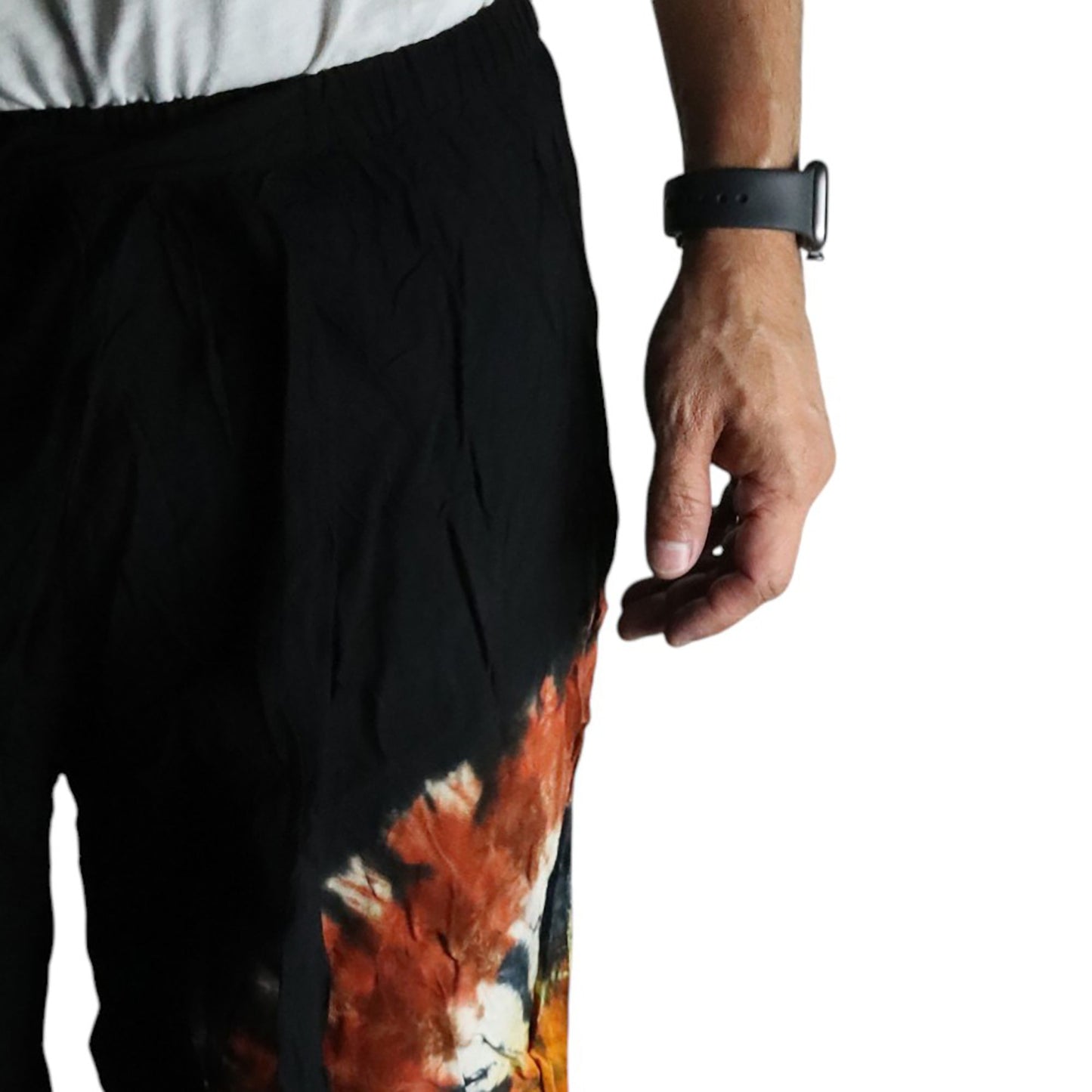 Pantalon de détente style japonais - chocolat noir et orange - M