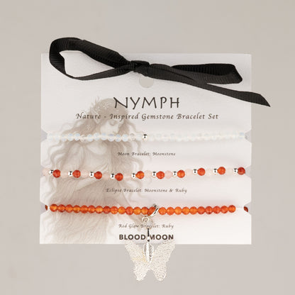 Conjunto de pulseras con piedras preciosas del Espíritu Ninfa - Luna de Sangre