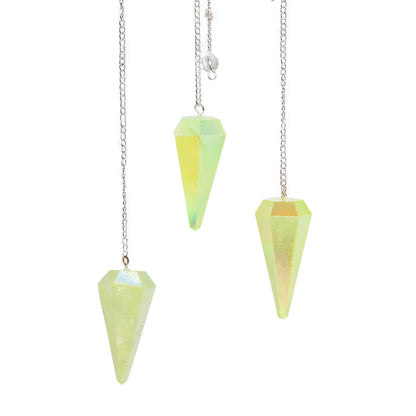 Sechsseitiges Pendel – Hellgrüner Aurora-Kristall – 4 cm