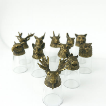 Coffret cadeau de 12 verres à liqueur Bottom Up (25 ml) - Forêt et créatures mystiques - Bronze antique