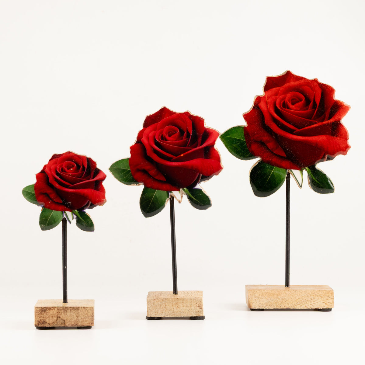 Plantas decorativas de madera - Mini rosa individual