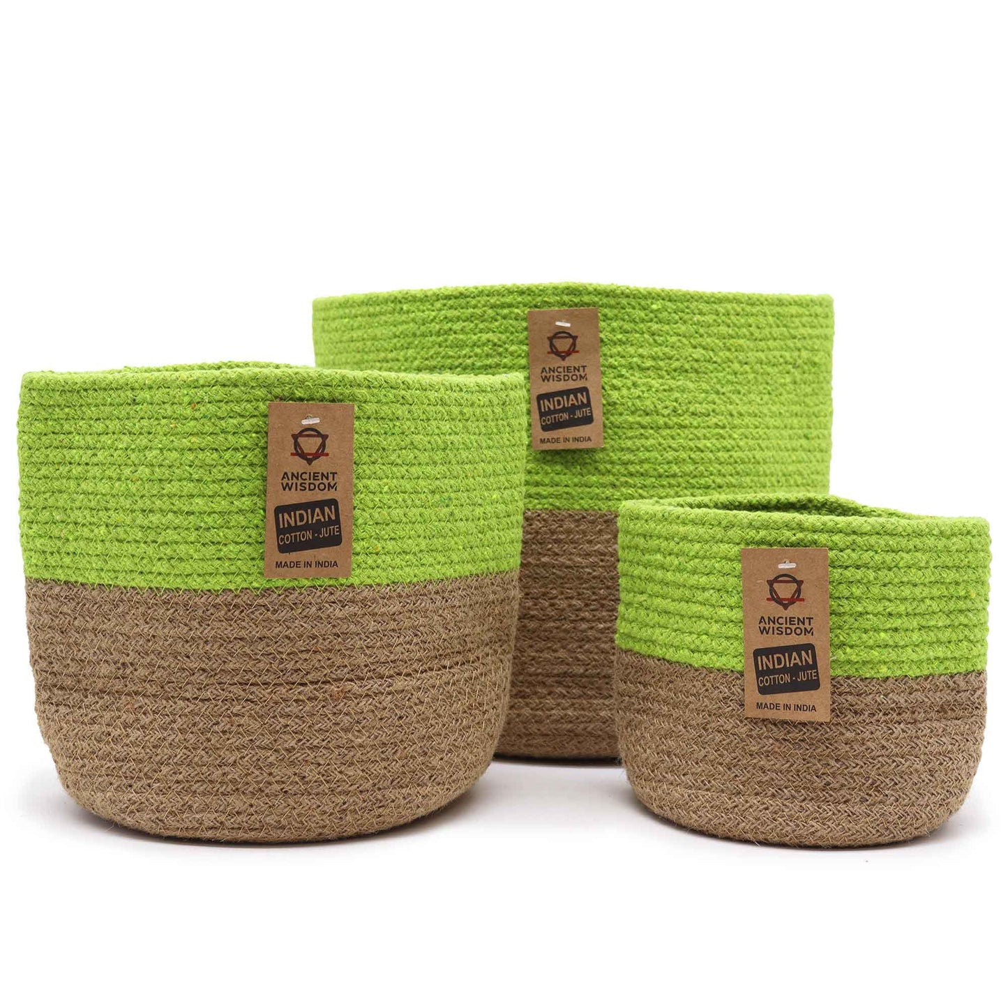 Großer Korb aus Baumwolle und Jute 25 x 25 cm – Pistazie