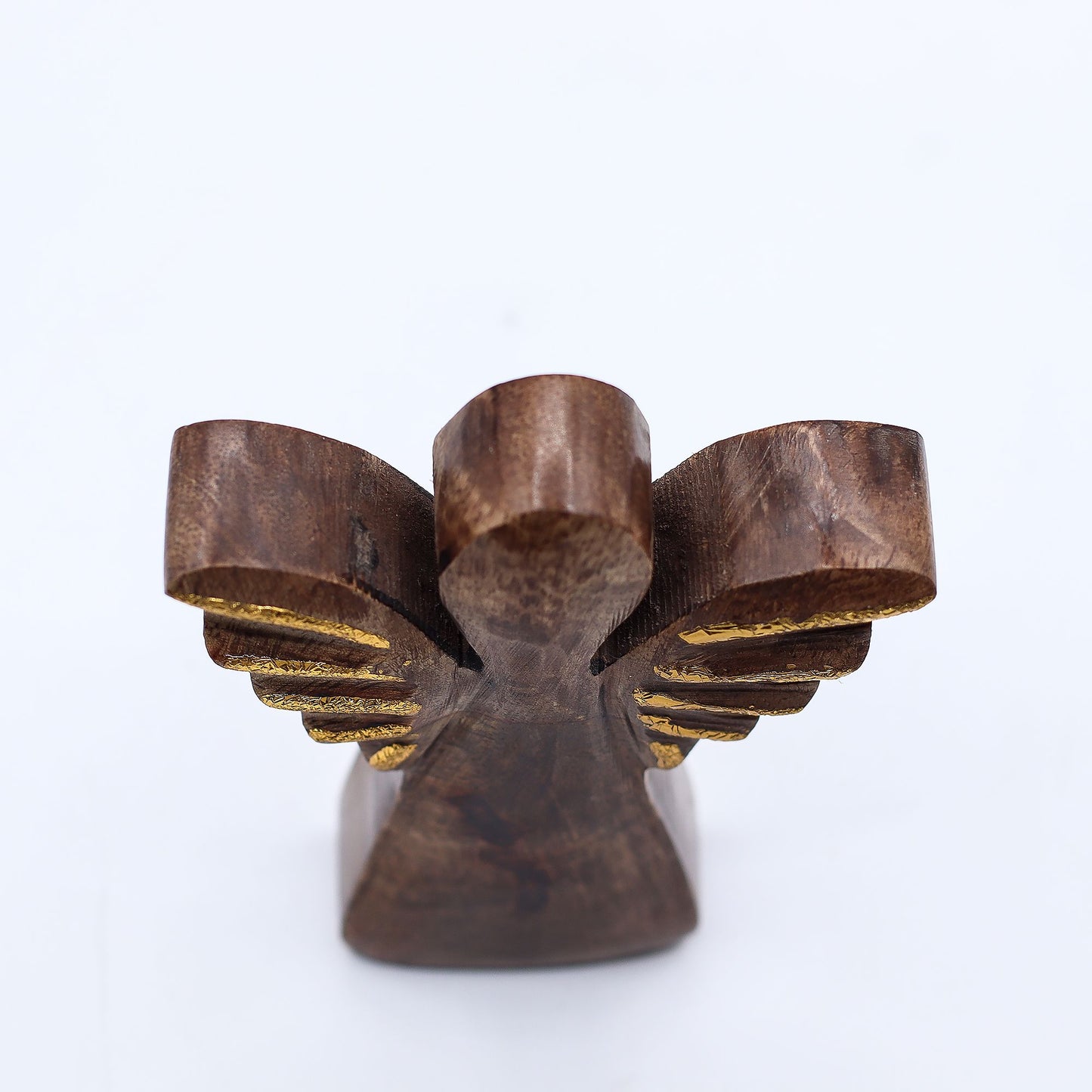 Ángel pequeño de madera de mango - Decoración dorada - 12 cm