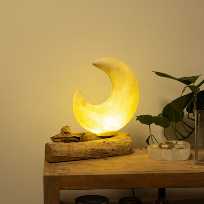 Lampe de table avec abat-jour demi-lune craquelé – Gris
