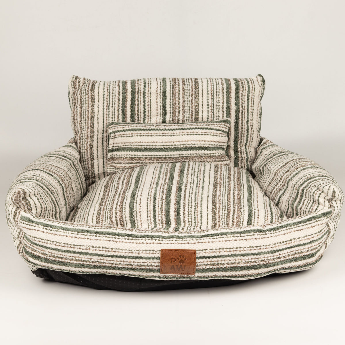 PAW Bed – Sofá pequeño – Rayas marrones – 50 × 50 × 26 cm