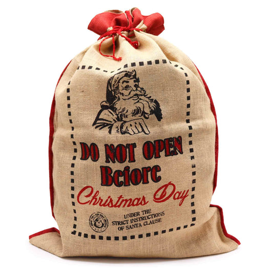 Sac du Père Noël en jute - Ne pas ouvrir avant