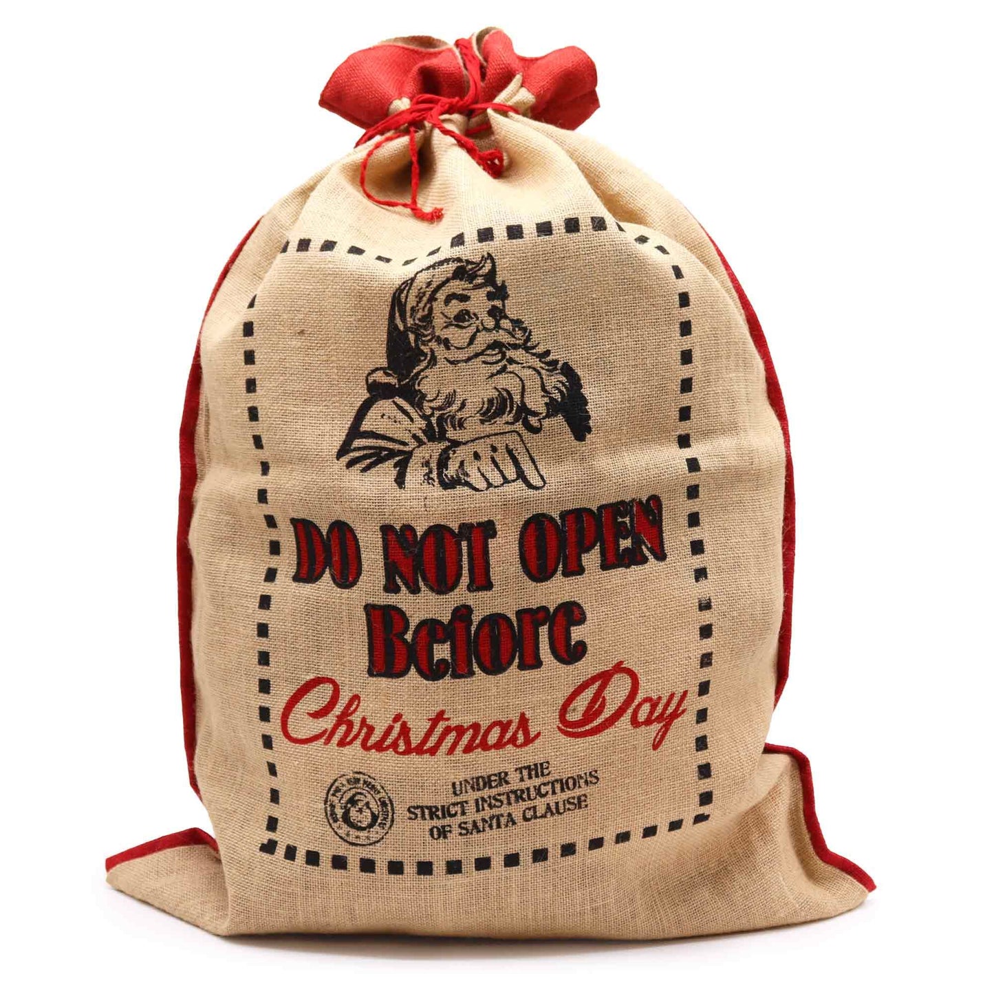 Sac du Père Noël en jute - Ne pas ouvrir avant